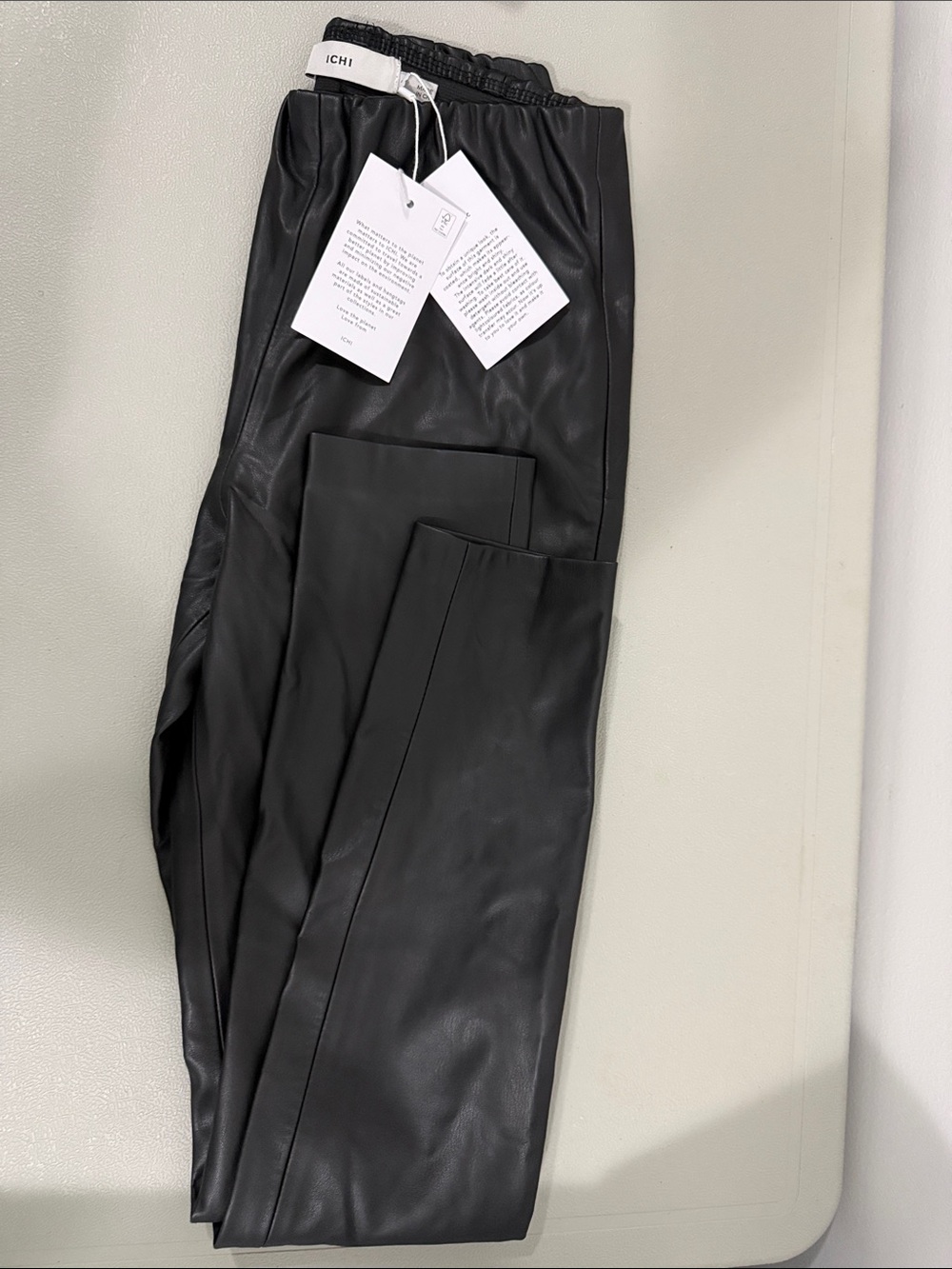 Women’s ICHI Black Faux-Leather Leggings